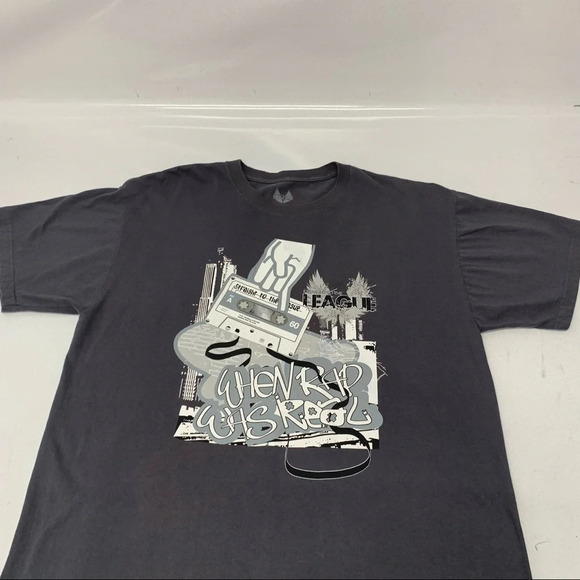 Straight to The League  Graphic T Shirt  XL Gray Urban Rap Skater Boom Box Retro - Picture 4 of 9
